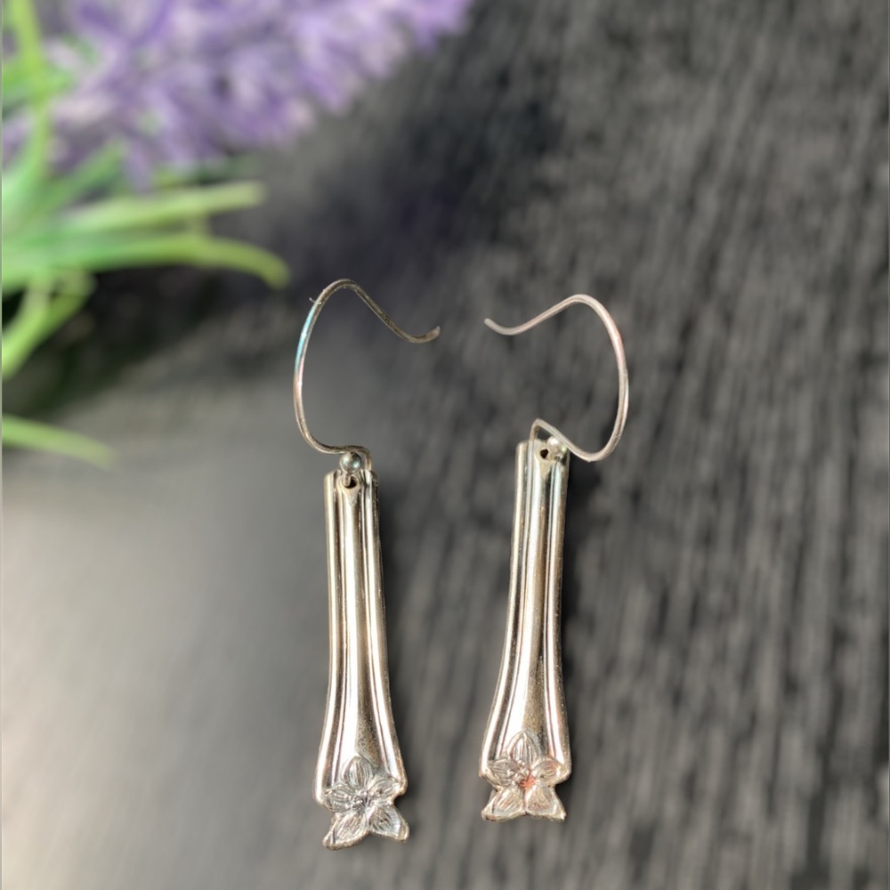Spoon Earrings Vintage Orange Blossom 1910 Sterling Silver French Ear Ho…